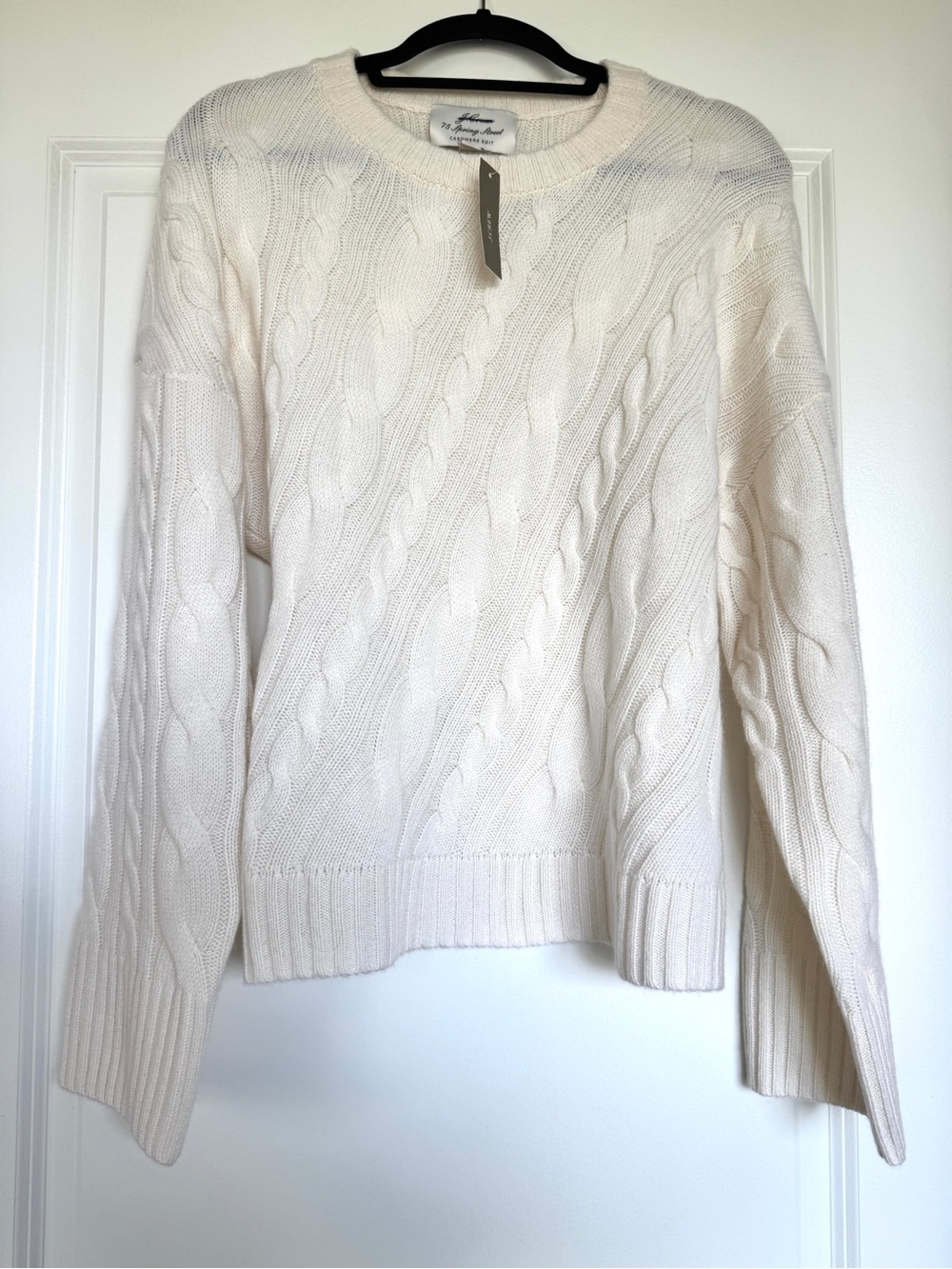 NWT J. CREW Spring Street Cashmere Twisted Cable-knit Sweater Ivory Medium CO589 - Picture 2 of 15